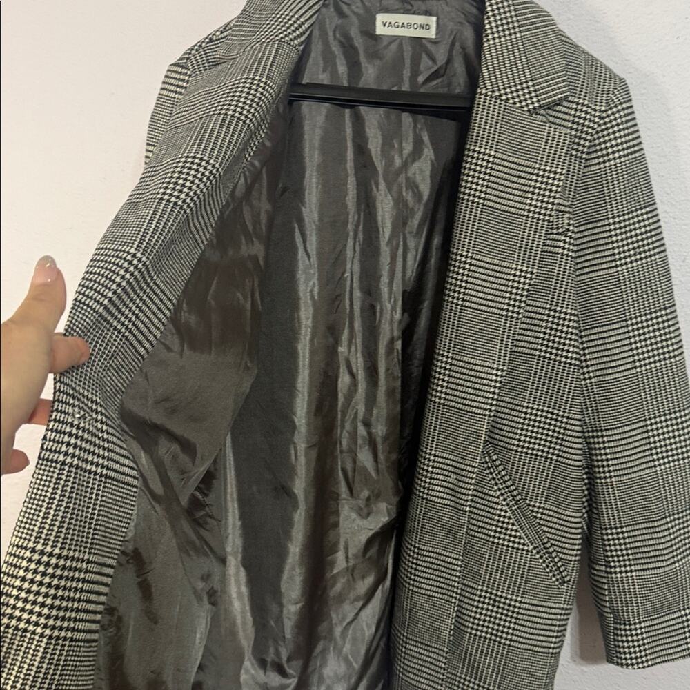 Vagabond Women Black/White Herringbone Oversized Boyfriend Cotton Blend Blazer M - Picture 7 of 10